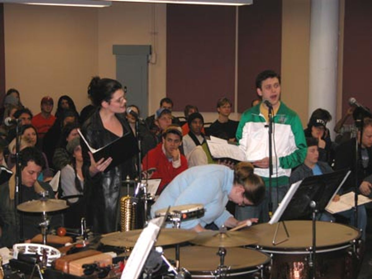 Kate and Michael in front of the cast at 