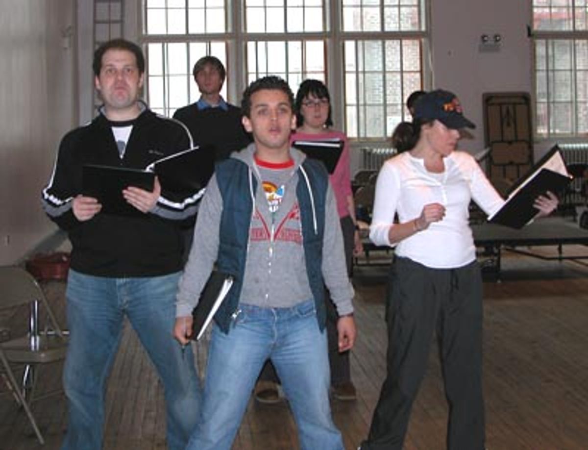 Avenue Q's Jordan Gelber, Mamma Mia's Sky, Aaron Staton, Hairspray's Michael Longoria, and Bare's Natalie Joy Johnson and Jenna Leigh Green at 