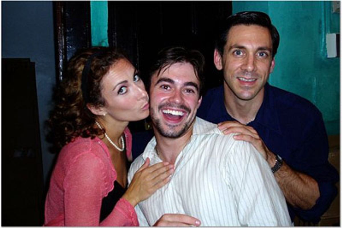 Act II stars Laura Benanti and Michael Berresse
share a moment with the Plaza waiter, John Lavelle at 