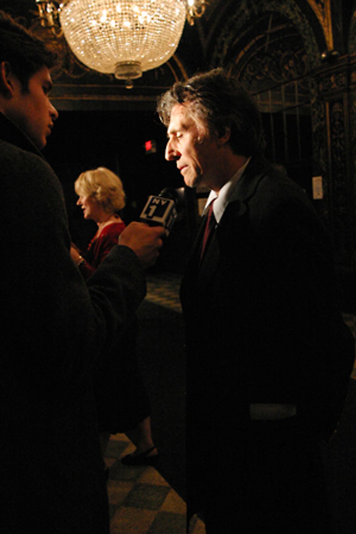 Gabriel Byrne being interviewed by NY1 at 