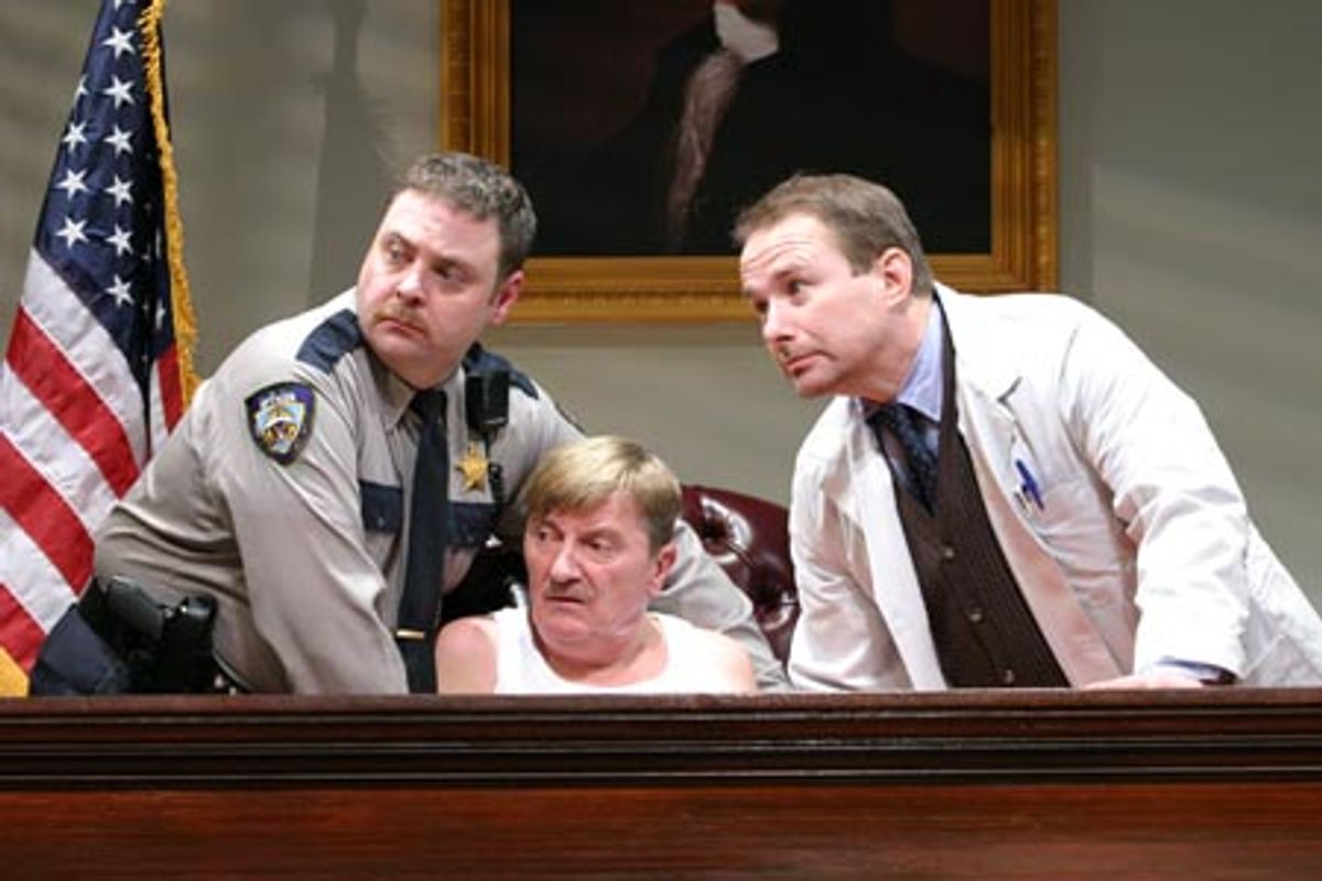 (l-r) Steven Hawley, Larry Bryggman, and Jim Frangione in Atlantic Theater Companyâ€™s world premiere of David Mametâ€™s â€œROMANCEâ€ directed by Neil Pepe. Photo Â© Gerry Goodstein. at 