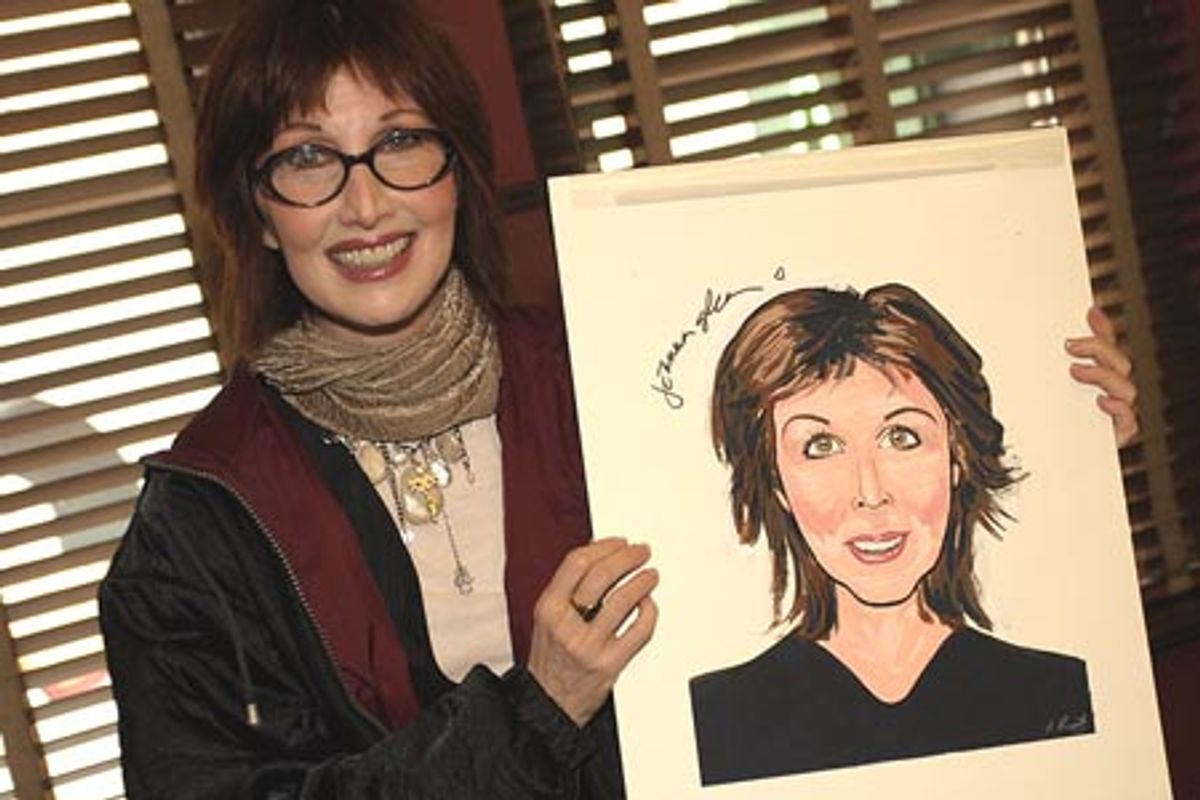 Joanna and her caricature at 