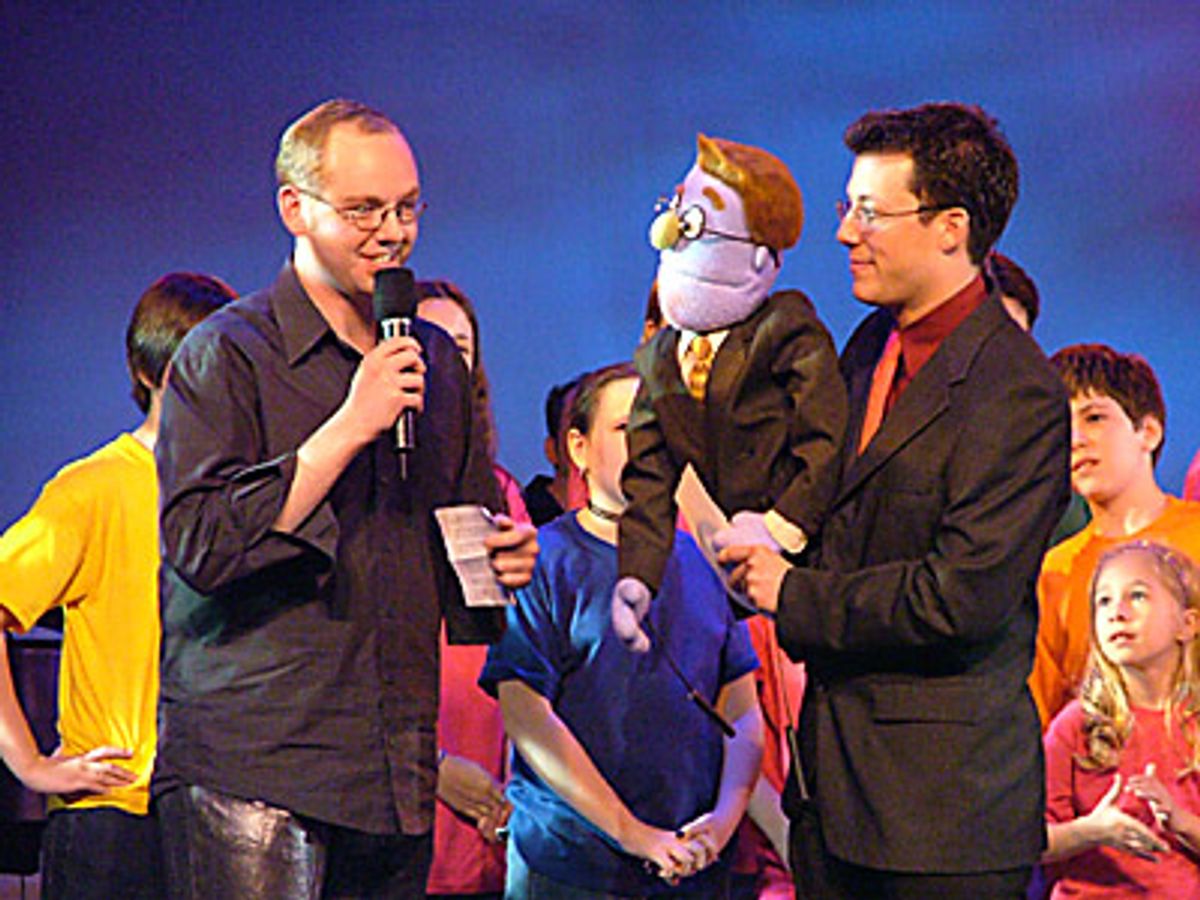 John Tartaglia makes his cameo at the close of the show (with Rod)
to acknowledge the winners of the silent auction items at 