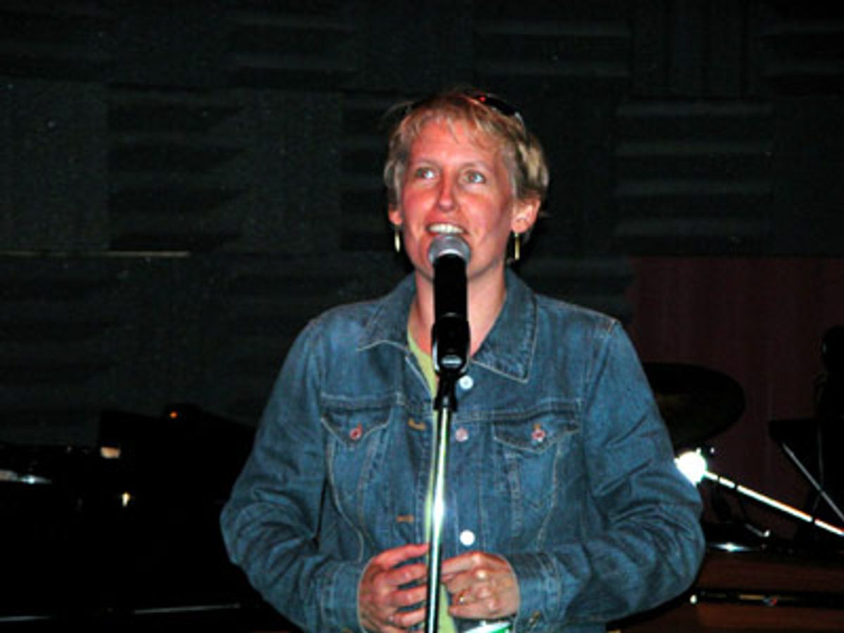 Surprise guest, Liz Callaway treats the few at rehearsal
to 'Meadowlark' a song she sang to close Standing Ovations 2 at 