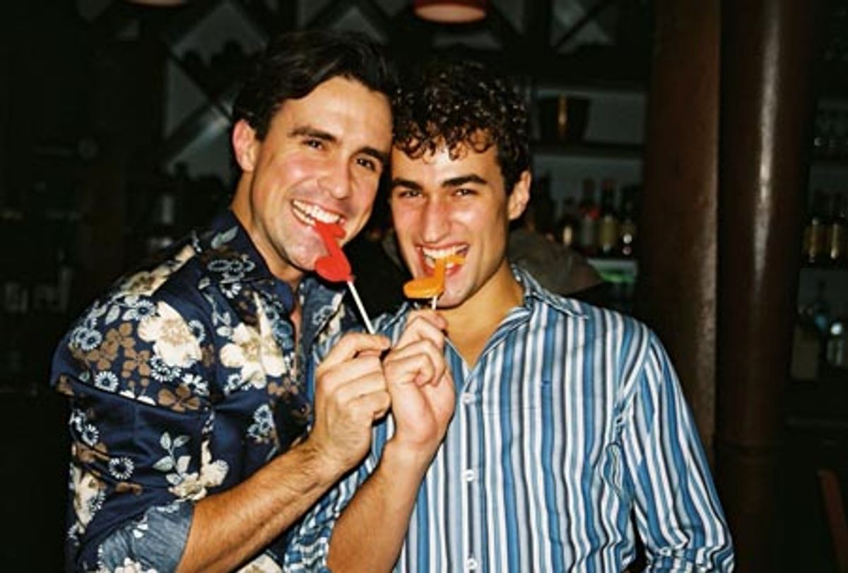Josh Walden and Joey Dudding, with musical lollipops made by BroadwayWorld's fabulous photographer Linda Lenzi at 
