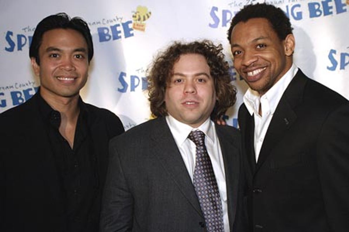 Jose Llana ('Chip Tolentino'), Dan Fogler, and Derrick Baskin at 