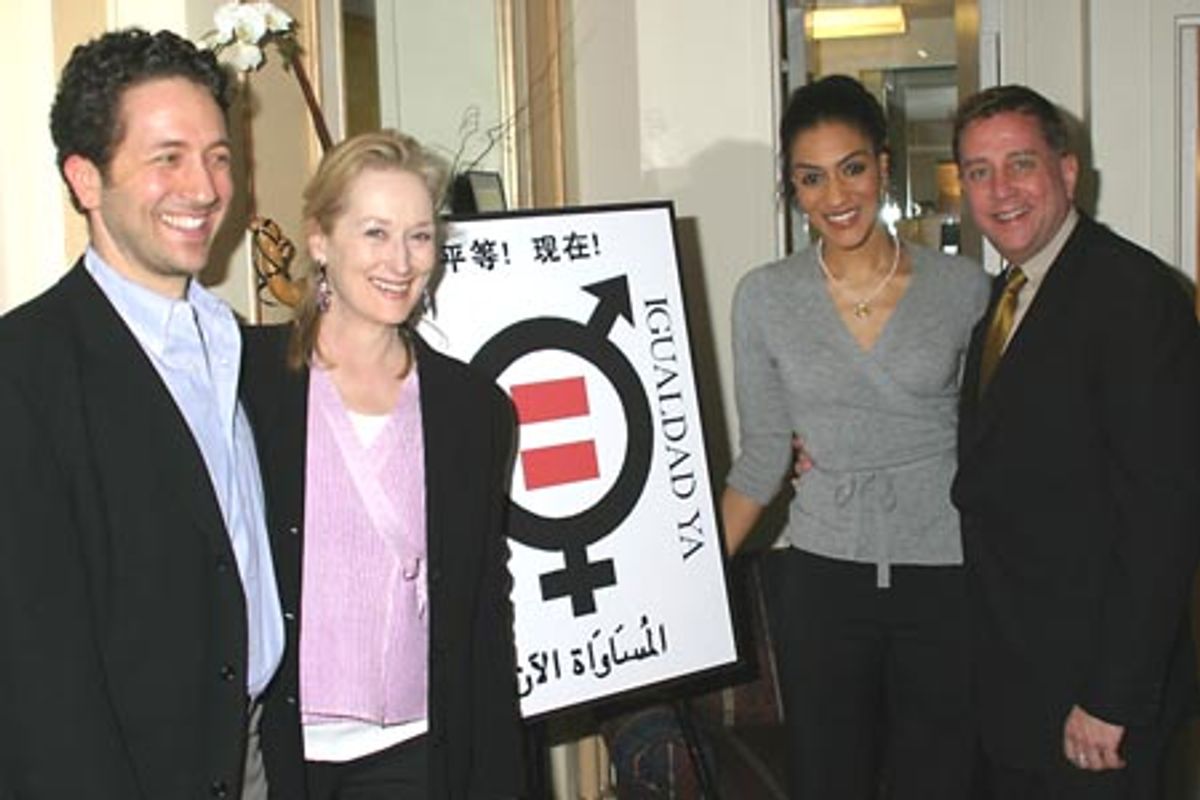 Producer, Eric Falkensteinu , Meryl Streep, Sarah Jones, and Producer, Michael Alden at 