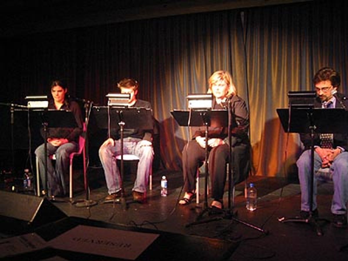 The cast up on stage... at 