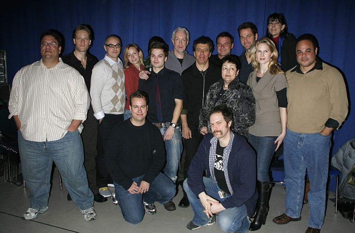 Cast including: Liev Schreiber, Stephanie March, Peter Hermann, Erik Jensen, Sebastian Stan, Christine Pedi, Marc Thompson, Kit Williamson, Marc Thompson, Okiver Vaguer & Cornell Womack with Eric Bogosian (Author) & Robert Falls (Director) attending the f at 