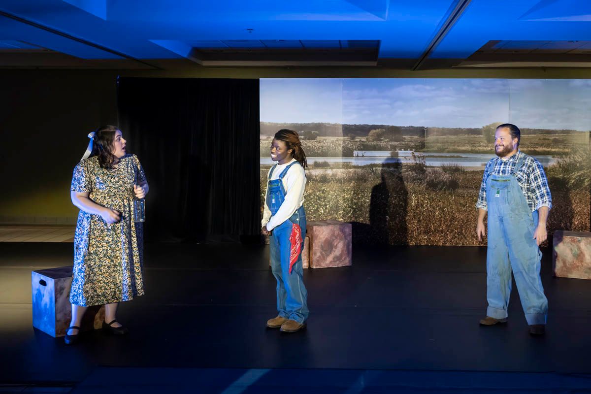 Averie Bonneville, LaVorius McCruter, and Adam Miller in The Diviners at Shelton State Community College. Averie Bonneville, LaVorius McCruter, and Adam Miller in The Diviners at Shelton State Community College.