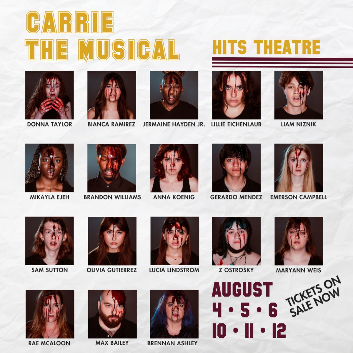 HITS Theatre presents CARRIE the musical: THE ACTORS
Photographers by Tasha Gorel www.natashanivanproductions.com