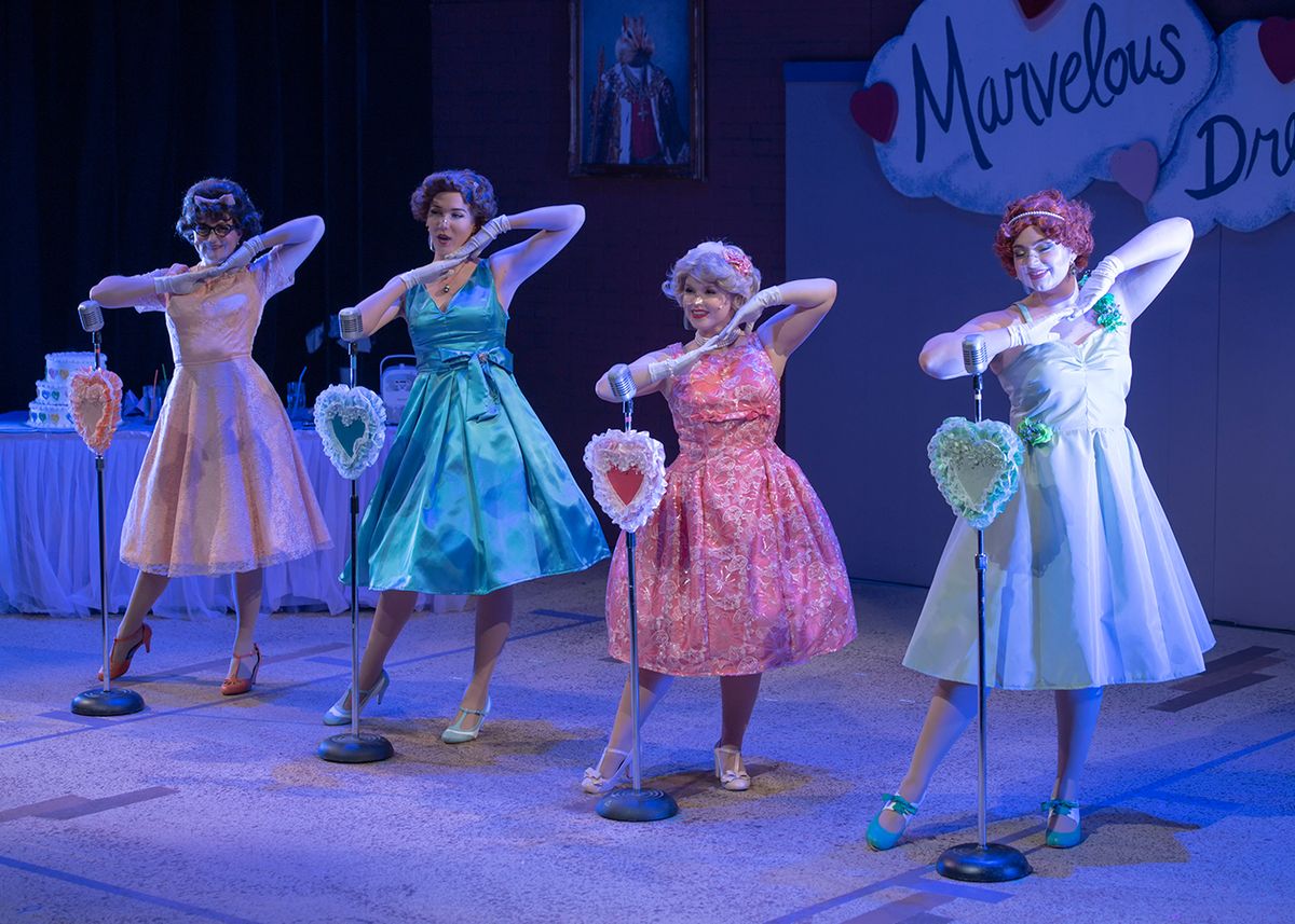Missy (Isabel Julazadeh), Suzy (Sarah Davidson), Cindy Lou (Sara Sanderson), and Betty Jean (Sarah Cleeland) delight audiences with performances of nostalgic 50's and 60's music.  