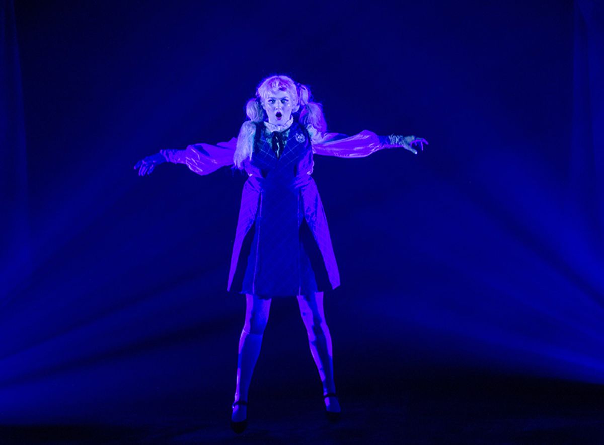 Ashlyn Maddox (Jane Doe) in Ride the Cyclone running January 13 through February 19 at Arena Stage at the Mead Center for American Theater. Photo by Margot Schulman. Ashlyn Maddox (Jane Doe) in Ride the Cyclone running January 13 through February 19 at Arena Stage at the Mead Center for American Theater. Photo by Margot Schulman.