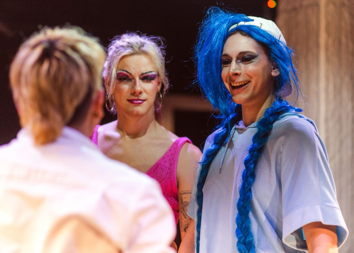 Alexander Velasco (Aphrodite), Austin Bennett (Peggy-Sis), Mica Weiss (Anne Brozia)