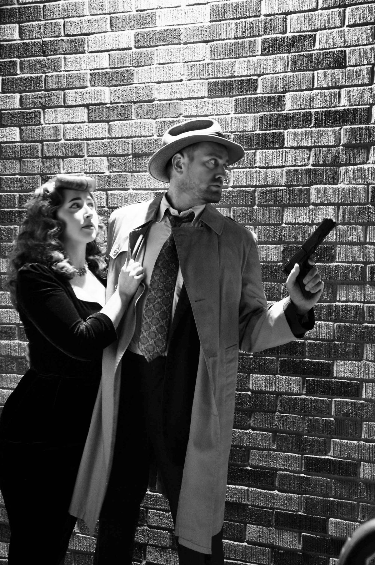 The Maltese Falcon - Ashley Pio (femme fatale, Brigid O''''''''''''''''Shaughnessy) and Ty Boice (Sam Spade) in The Maltese Falcon playing at Lakewood Theatre Company, 368 S. State Street, Lake Oswego, OR 970 The Maltese Falcon - Ashley Pio (femme fatale, Brigid O''''''''''''''''Shaughnessy) and Ty Boice (Sam Spade) in The Maltese Falcon playing at Lakewood Theatre Company, 368 S. State Street, Lake Oswego, OR 970