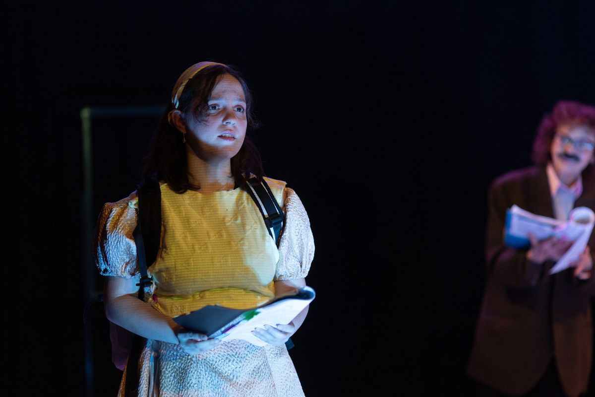 Sivan Raz (Sheila) and Getchie Argetsinger (Einstein) (left to right) in The Words Will Come. Photo by Edison Koo. Sivan Raz (Sheila) and Getchie Argetsinger (Einstein) (left to right) in The Words Will Come. Photo by Edison Koo.