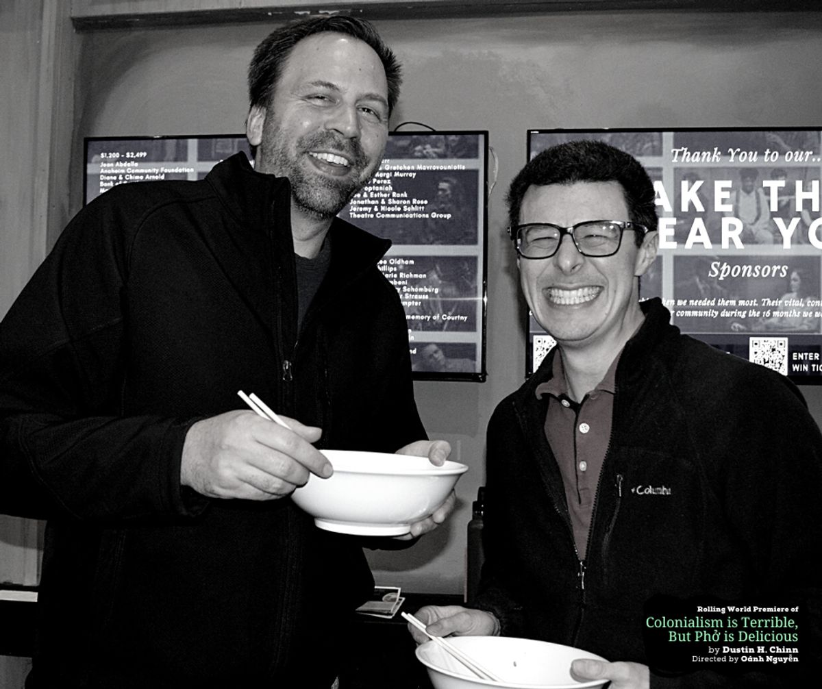 Design Preview Party for the rolling world premiere of "Colonialism is Terrible But Phở is Delicious" at Chance Theater. Photo by Daniel Meyers.