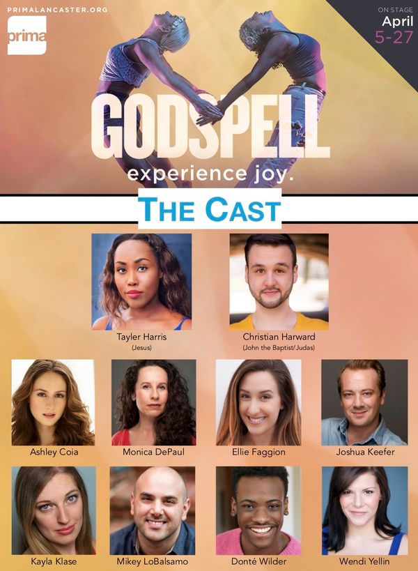 The cast of Prima's GODSPELL, led by Tayler Harris as Jesus.  2