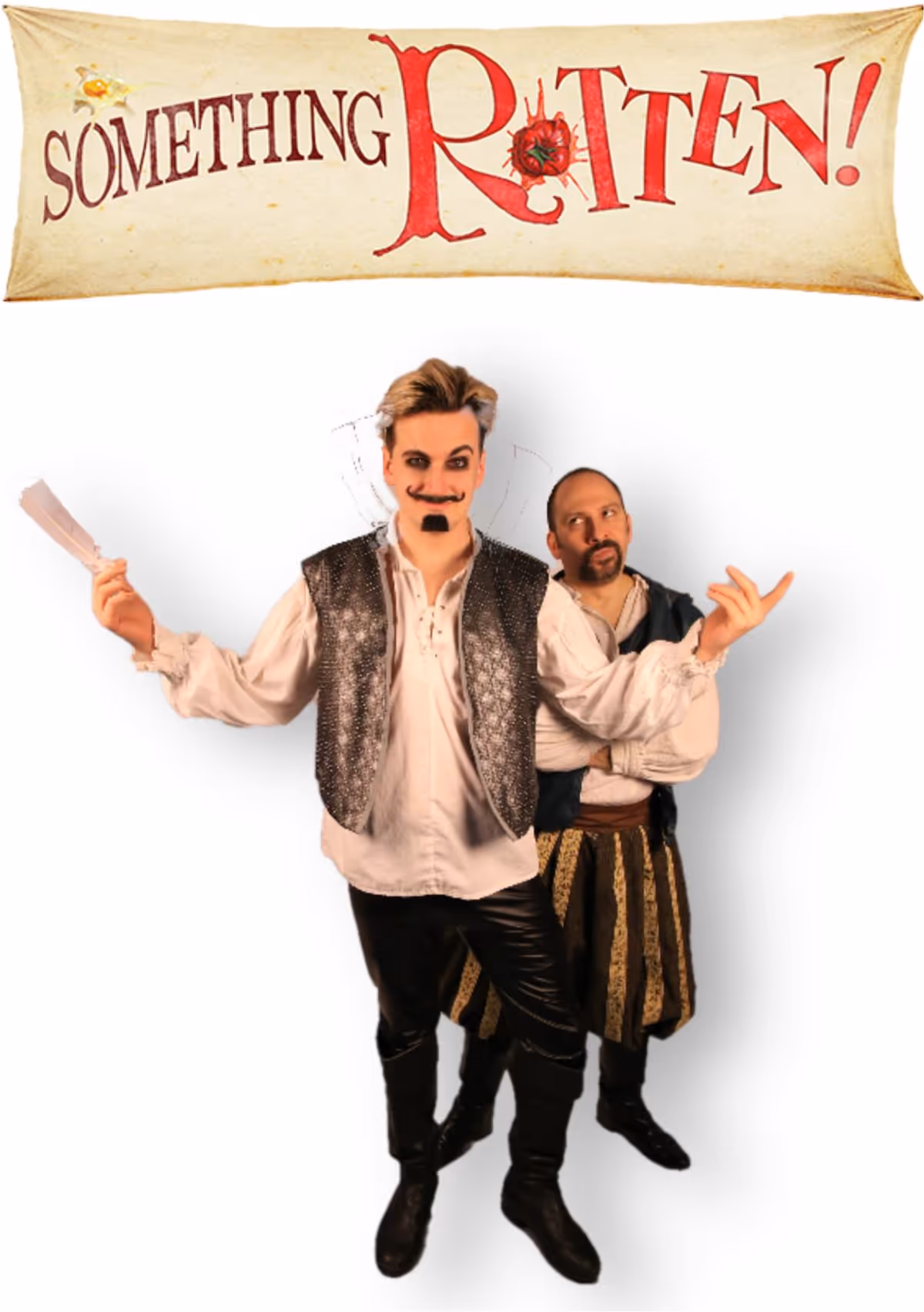 “Something Rotten!” presented by Theatre Nebula featuring (left to right) Cale Singleton (William Shakespeare) and David Pfenninger (Nick Bottom).
“Something Rotten!” presented by Theatre Nebula featuring (left to right) Cale Singleton (William Shakespeare) and David Pfenninger (Nick Bottom).
