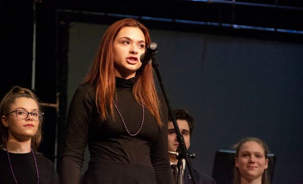 From our Music Assembly Concert Preview featuring Caroline Achenbach as the Acid Queen as well as Audrey Embley (Cousin Kevin), Tommy Wirt (Specialist's Assistant) and Katie Carrig (Specialist). 2