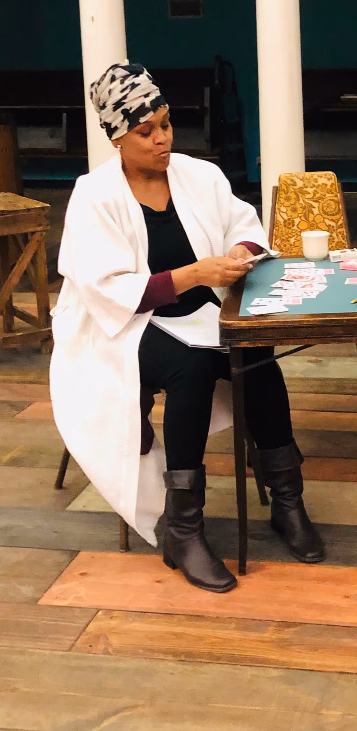 Sherri Roulette Mosley rehearsing Seven Guitars at the MET. 