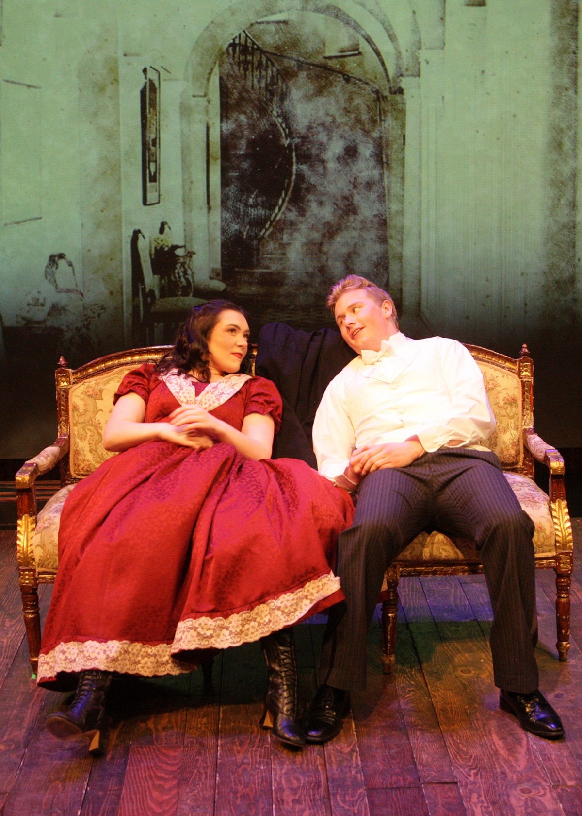 Sarah Pierce as Jo March and Zac Swan Van Lent as Laurie Laurence in Chance Theater's production of "Little Women - The Broadway Musical" is playing November 25 - December 23, 2022 at Bette Aitken theater arts Center on the Cripe Stage. Music by Jason Howland; Lyrics by Mindi Dickstein; Book by Allan Knee. Based on the novel by Louisa May Alcott. Directed by Casey Long, Music Direction by Gabrielle Maldonado.