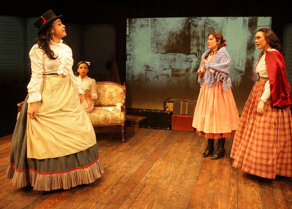 Katherine Chatman as Meg March, Camie Del Rosario as Amy March, Emily Abeles as Beth March, and Sarah Pierce as Jo March Chance Theater's production of "Little Women - The Broadway Musical" is playing November 25 - December 23, 2022 at Bette Aitken theater arts Center on the Cripe Stage. Music by Jason Howland; Lyrics by Mindi Dickstein; Book by Allan Knee. Based on the novel by Louisa May Alcott. Directed by Casey Long, Music Direction by Gabrielle Maldonado.