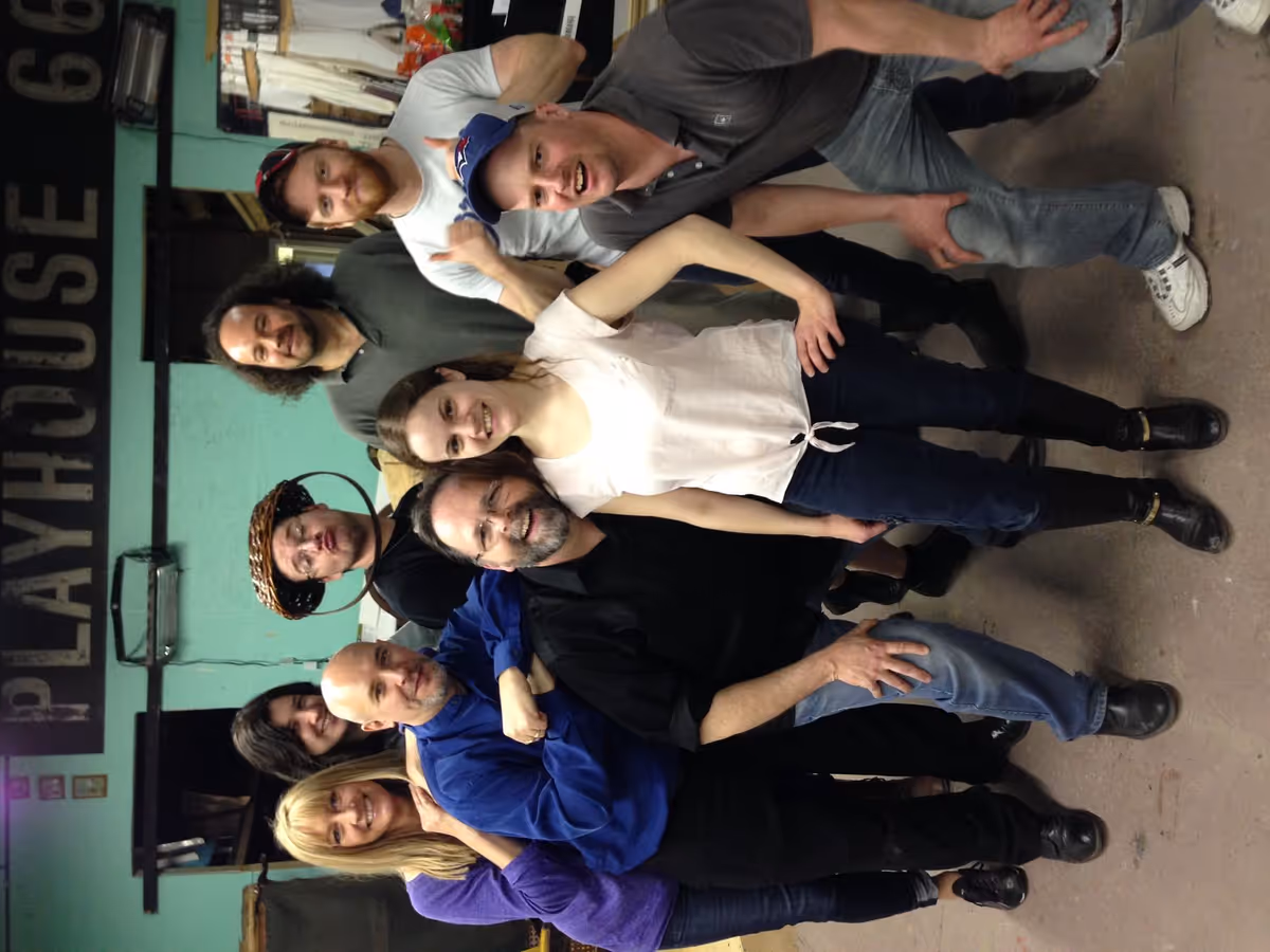 The cast in rehearsal.