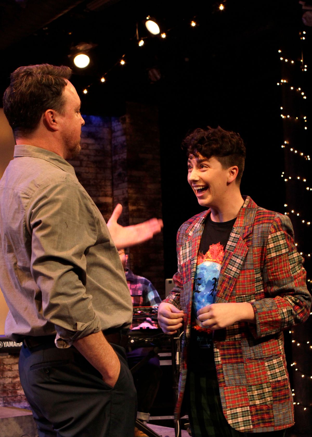 Allen Everman and Laura Leo Kelly in “Striking 12,” witten by Brendan Milburn, Valerie Vigoda, and Rachel Sheinkin. Directed by Kari Hayter, with music direction by Lex Leigh, this nontraditional holiday musical will be playing thru December 19, 2021 at the Bette Aitken theater arts Center in Anaheim, CA.