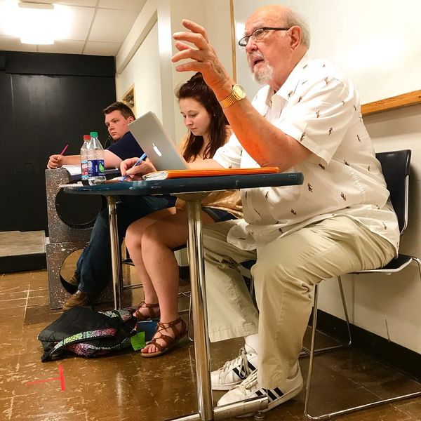 Director, Arthur J. Beer, Ph.D., rehearses the cast of WITTENBERG. Photo by Dalton Hahn. 1