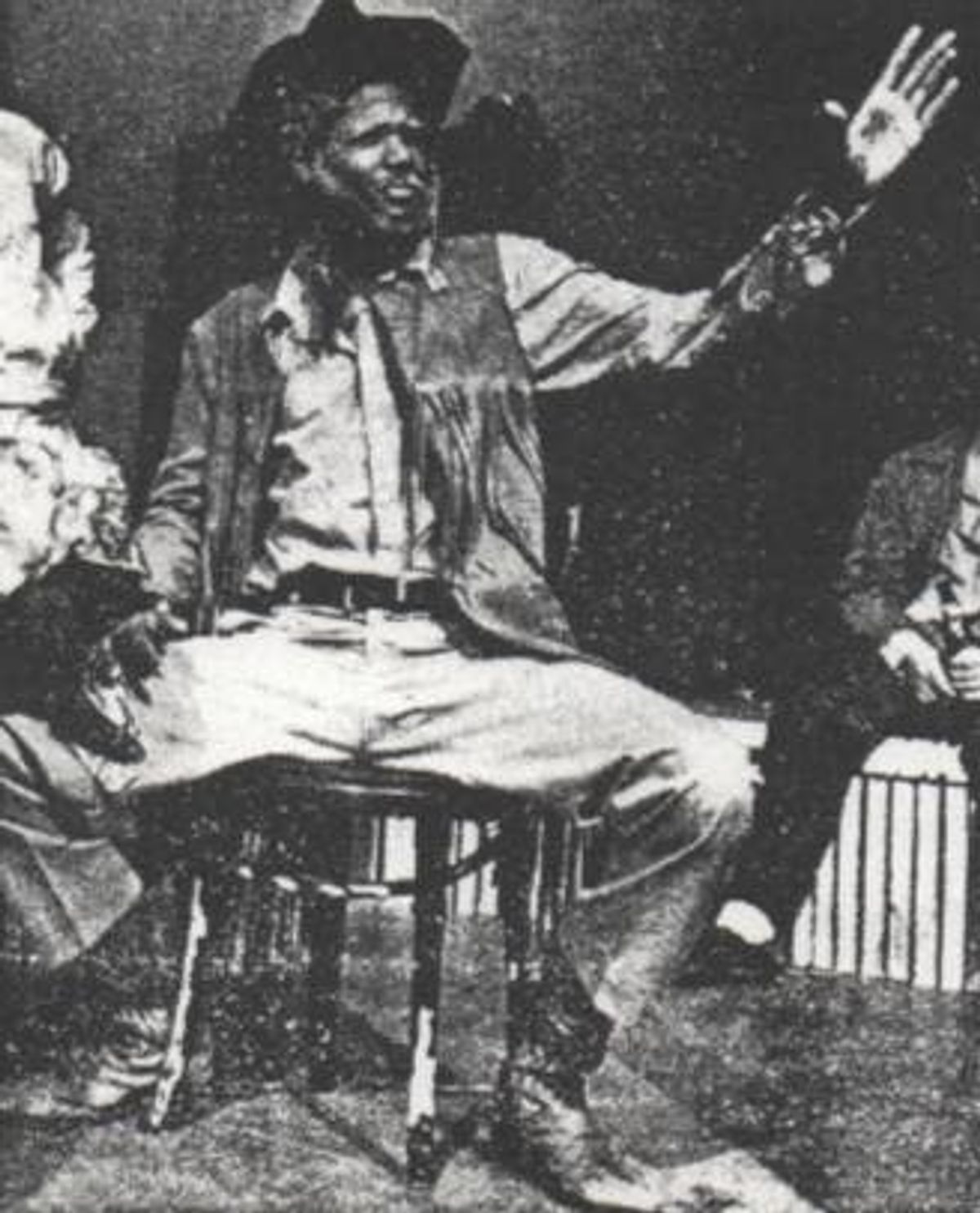PLAYING A COLORFUL COWBOY IN "THE TIME OF YOUR LIFE"!: Chicago-born and stage-trained actor and play director Darryl Maximilian Robinson appeared as the tale-spinning cowboy Kit Carson in the 1981 Enchanted Hills Playhouse of Syracuse, Indiana revival of William Saroyan's Pulitzer Prize-winning play "The Time of Your Life". Photo courtesy of The EHP. PLAYING A COLORFUL COWBOY IN "THE TIME OF YOUR LIFE"!: Chicago-born and stage-trained actor and play director Darryl Maximilian Robinson appeared as the tale-spinning cowboy Kit Carson in the 1981 Enchanted Hills Playhouse of Syracuse, Indiana revival of William Saroyan's Pulitzer Prize-winning play "The Time of Your Life". Photo courtesy of The EHP.