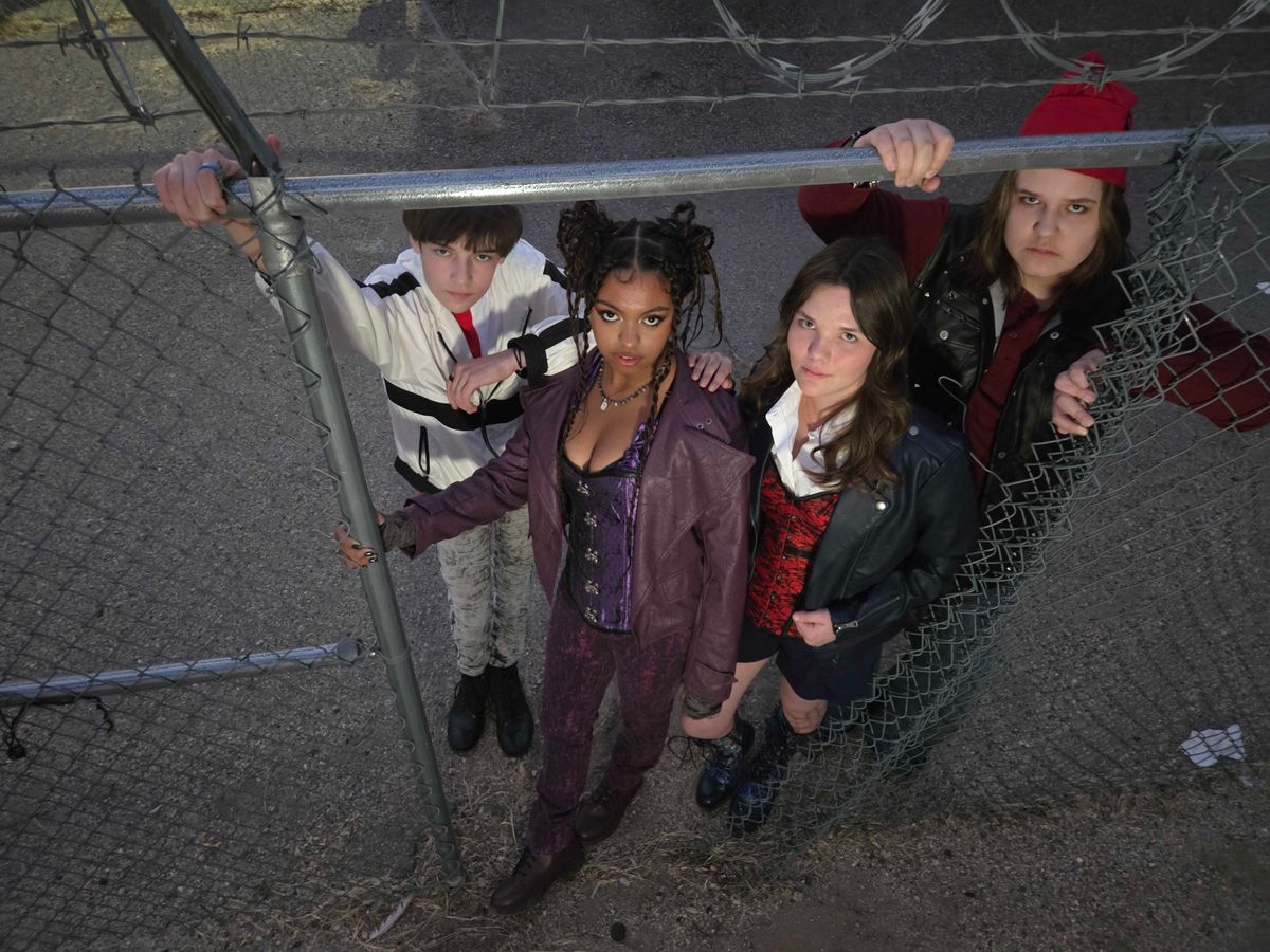 Michael Schut as Carlos, Marley Crump as Mal, Bea Busby as Evie, and Brady Gonzales as Jay