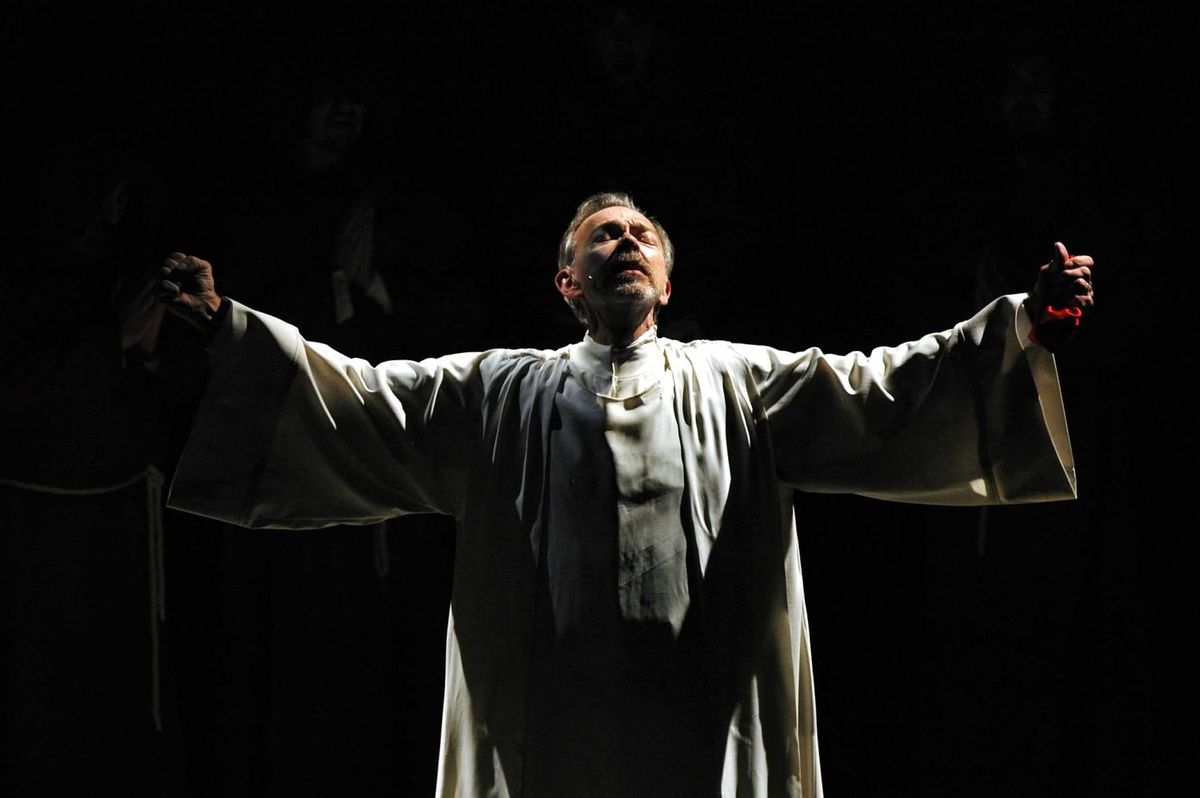 Wayne E. Wright as Claude Frollo performing "Hellfire" in Cincinnati Music Theatre's THE HUNCHBACK OF NOTRE DAME