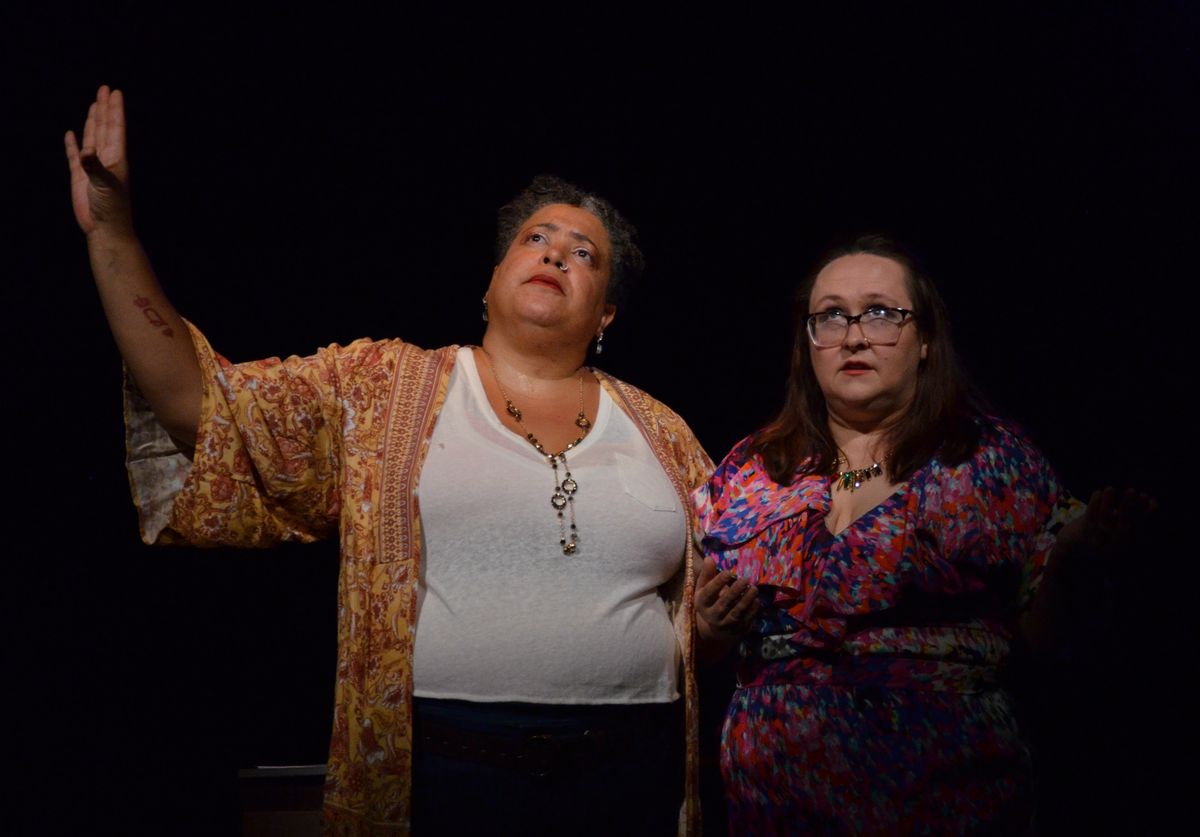 Sarah Daniel and Crystal Sewell in "Final Draft" by Joe Dennison, one of the 11 ten-minute plays in Rapid Lemon Productions' VARIATIONS ON THE END Sarah Daniel and Crystal Sewell in "Final Draft" by Joe Dennison, one of the 11 ten-minute plays in Rapid Lemon Productions' VARIATIONS ON THE END