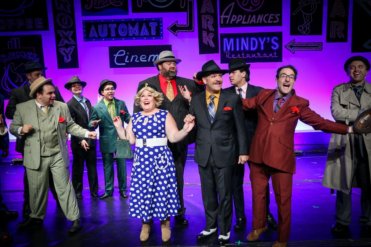 Miss Adelaide (Caitlin Martin), Nathan Detroit (Joseph DeMaio) and Ensemble  Photo Credit: Fawn Nocera Photography    