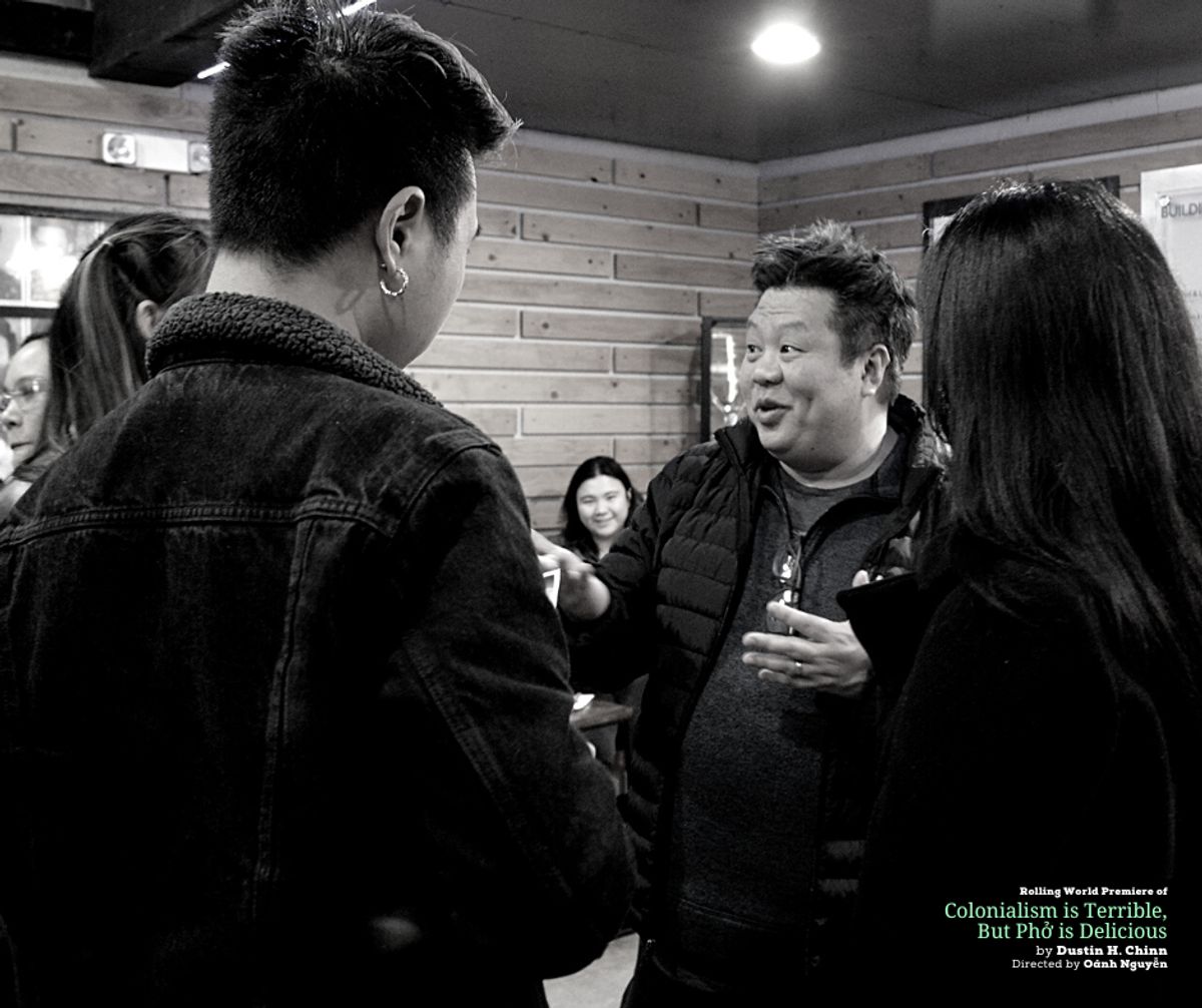 Design Preview Party for the rolling world premiere of "Colonialism is Terrible But Phở is Delicious" at Chance Theater. Photo by Daniel Meyers.