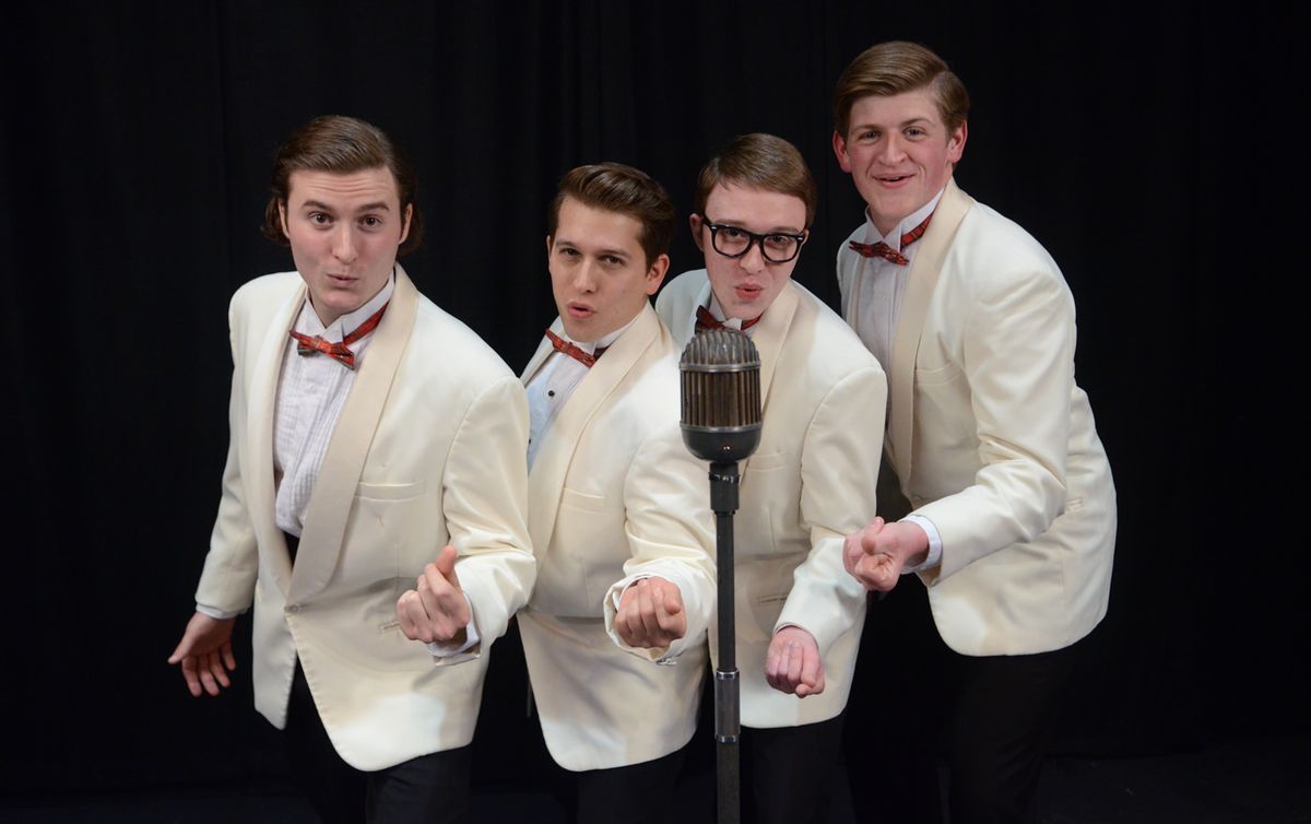 l-r: Nicholas Mercurio, Joseph Catanzaro, Daniel Thompson and Matt Fagan in "Forever Plaid" at The Community Players.
photo credit: Robert Emerson