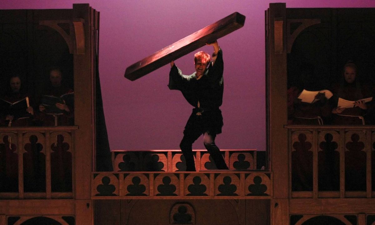 Ethan Baker portrays Quasimodo in Cincinnati Music Theatre's production of 'The Hunchback of Notre Dame'. Photo Credit-Mark Motz Ethan Baker portrays Quasimodo in Cincinnati Music Theatre's production of 'The Hunchback of Notre Dame'. Photo Credit-Mark Motz