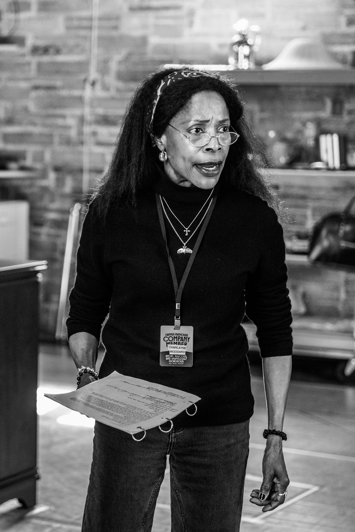 Charlayne Woodard in rehearsal for Angry, Raucous, and Shamelessly Gorgeous at Geffen Playhouse. Photo by Jeff Lorch.