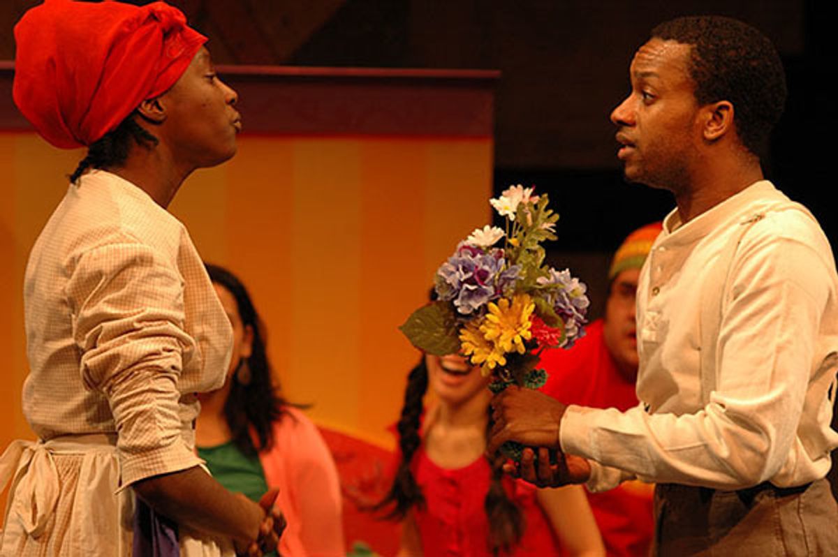 (left to right) Danea Robinson and Donnell E. Smith
in a scene from Show Way. Photo credit: Sun Productions (left to right) Danea Robinson and Donnell E. Smith
in a scene from Show Way. Photo credit: Sun Productions