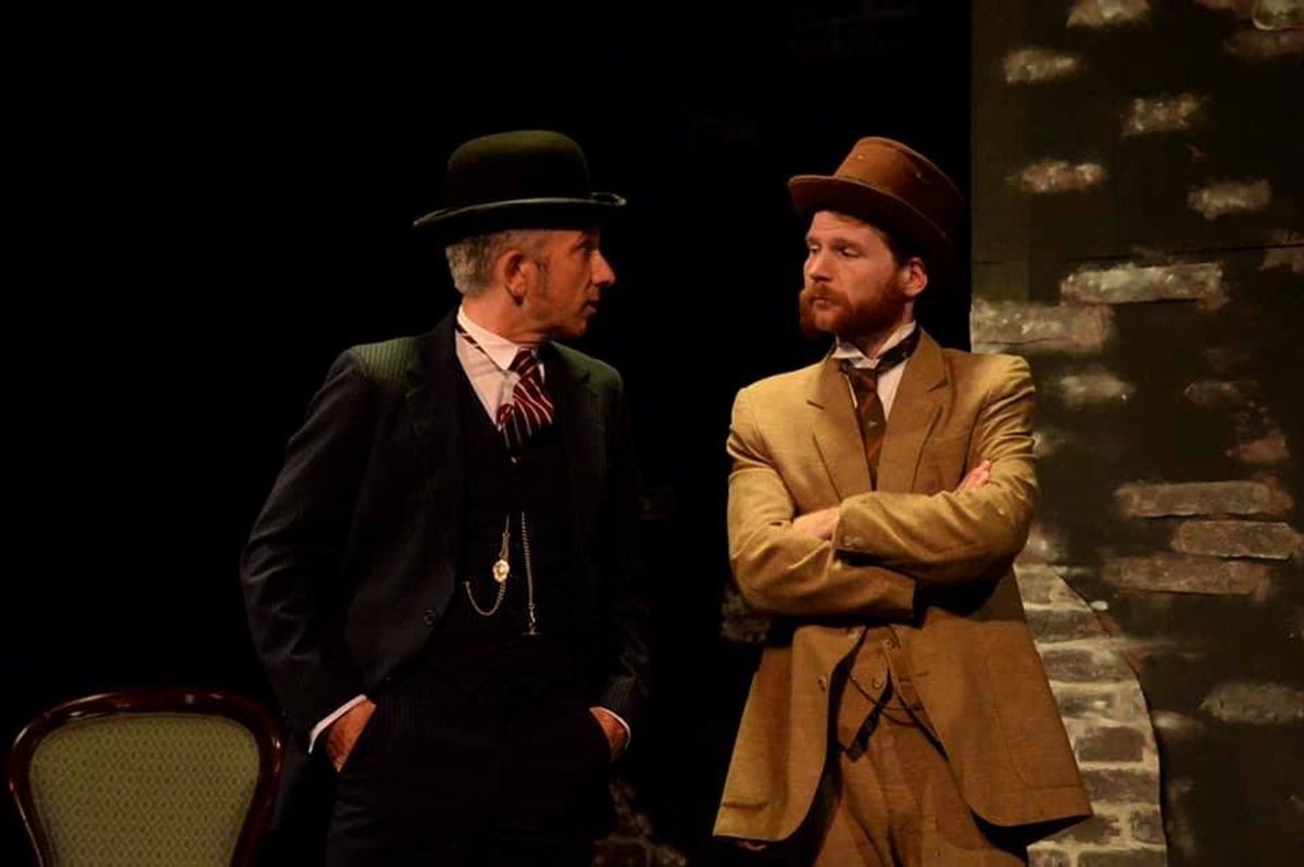Warren Paul Glover as Saunders, the police surgeon, and Peter David Allison as Dr Watson. Photos by Craig O'Regan Warren Paul Glover as Saunders, the police surgeon, and Peter David Allison as Dr Watson. Photos by Craig O'Regan