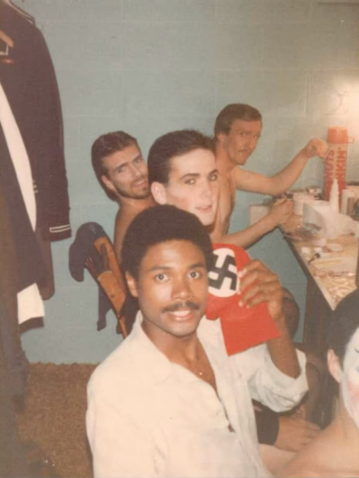 A New Portrayal of The Reich: Backstage with his talented fellow actors, Darryl Maximilian Robinson prepares for his role of Nazi Ernst Ludwig in the 1984 EHP revival of the musical Cabaret.