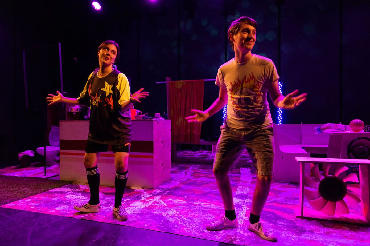 Max Lerin (Bean) and Landyn Pollard (Kill) in Pearls for Spurs by Gates Leonard at The Jeffrey and Paula Gural Theatre at the A.R.T./New York Theatres, directed by Luke Landric Leonard, produc Max Lerin (Bean) and Landyn Pollard (Kill) in Pearls for Spurs by Gates Leonard at The Jeffrey and Paula Gural Theatre at the A.R.T./New York Theatres, directed by Luke Landric Leonard, produc