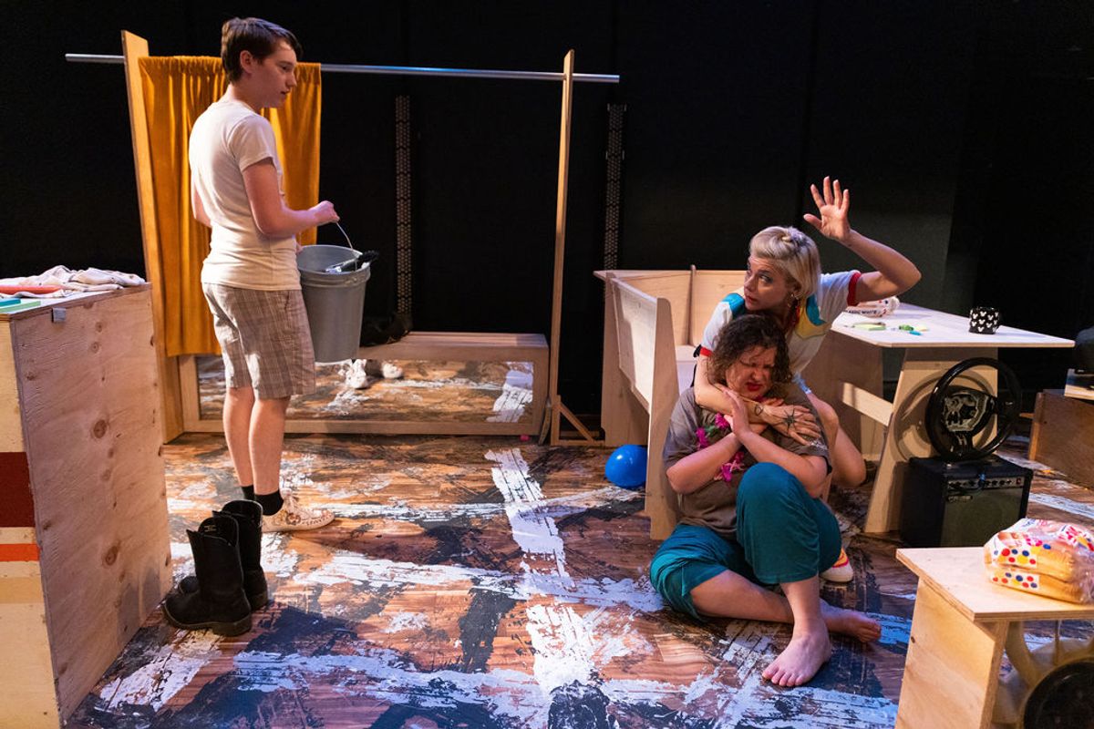 L to R: Landyn Pollard (Kill), Jennifer Skura Boutell* (Danny), and Kelly Mares* (Missy) in Pearls for Spurs by Gates Leonard at The Jeffrey and Paula Gural Theatre at the A.R.T./New York Thea L to R: Landyn Pollard (Kill), Jennifer Skura Boutell* (Danny), and Kelly Mares* (Missy) in Pearls for Spurs by Gates Leonard at The Jeffrey and Paula Gural Theatre at the A.R.T./New York Thea