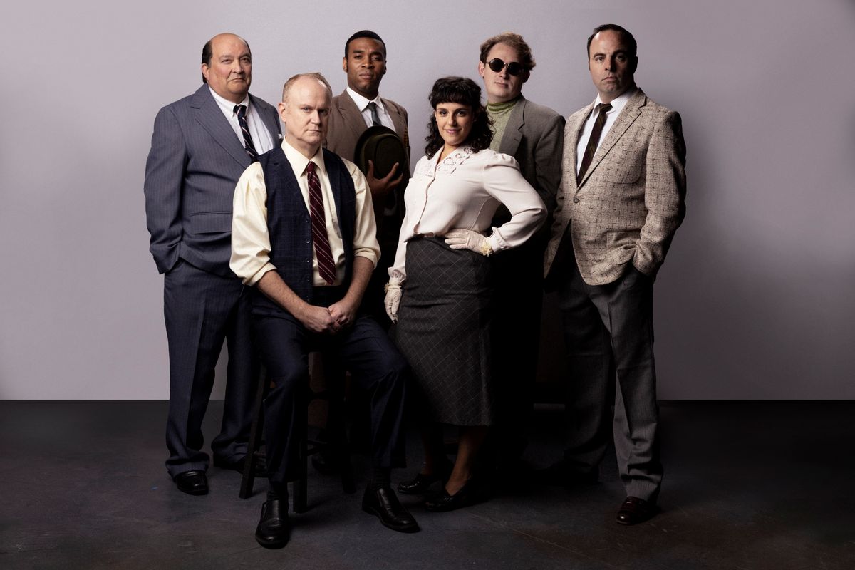 The Cast of Daisy (l-r) Bill Bernbach (Glenn Havlan), Tony Schwartz (Michael Champlin*), Clifford Lewis (Terrance Smith*), Louise Brown (Roneet Aliza Rahamim), Aaron Ehrlich (Keenan Murphy Flagg) & Si The Cast of Daisy (l-r) Bill Bernbach (Glenn Havlan), Tony Schwartz (Michael Champlin*), Clifford Lewis (Terrance Smith*), Louise Brown (Roneet Aliza Rahamim), Aaron Ehrlich (Keenan Murphy Flagg) & Si