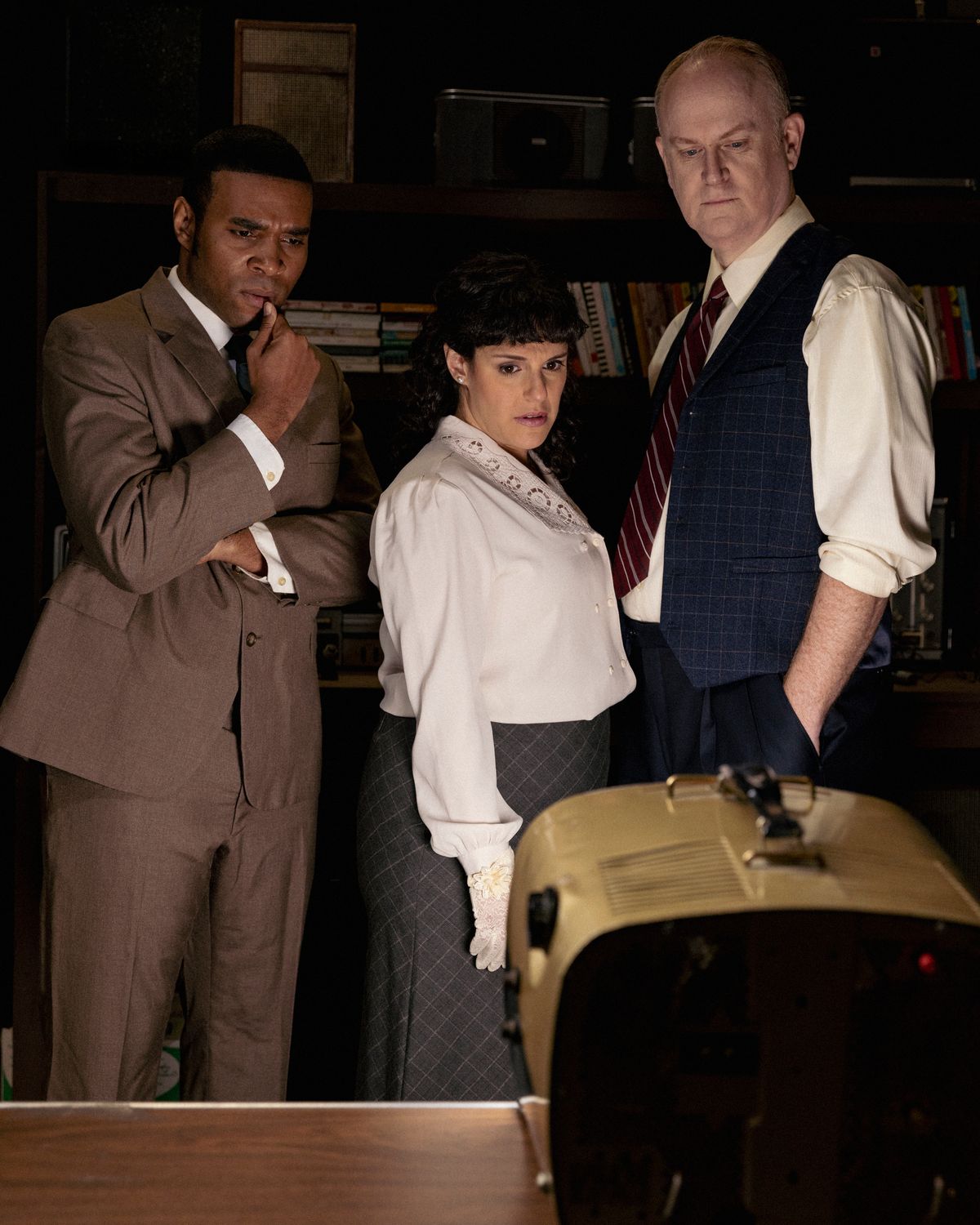 Clifford Lewis (Terrance Smith*), Louise Brown (Roneet Aliza Rahamim) & Tony Schwartz (Michael Champlin*) in the Regional Premiere ?Daisy? at Hillbarn Theatre on stage Jan.23 - February. 9, 2025. *App Clifford Lewis (Terrance Smith*), Louise Brown (Roneet Aliza Rahamim) & Tony Schwartz (Michael Champlin*) in the Regional Premiere ?Daisy? at Hillbarn Theatre on stage Jan.23 - February. 9, 2025. *App