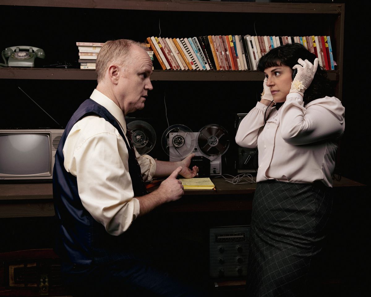 Tony Schwartz (Michael Champlin*) & Louise Brown (Roneet Aliza Rahamim) in the Regional Premiere ?Daisy? at Hillbarn Theatre on stage Jan.23 - February. 9, 2025. *Appear courtesy of Actors'' Equity Ass Tony Schwartz (Michael Champlin*) & Louise Brown (Roneet Aliza Rahamim) in the Regional Premiere ?Daisy? at Hillbarn Theatre on stage Jan.23 - February. 9, 2025. *Appear courtesy of Actors'' Equity Ass