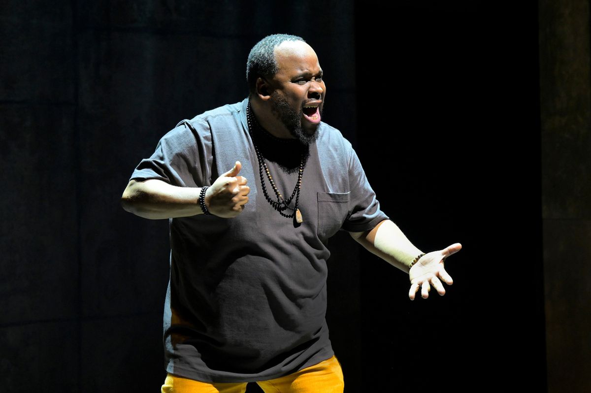 Jacob Ming-Trent in the world premiere of How Shakespeare Saved My Life  at Berkeley Rep's Peet's Theatre.