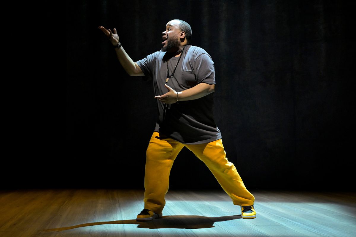 Jacob Ming-Trent in the world premiere of How Shakespeare Saved My Life  at Berkeley Rep's Peet's Theatre.