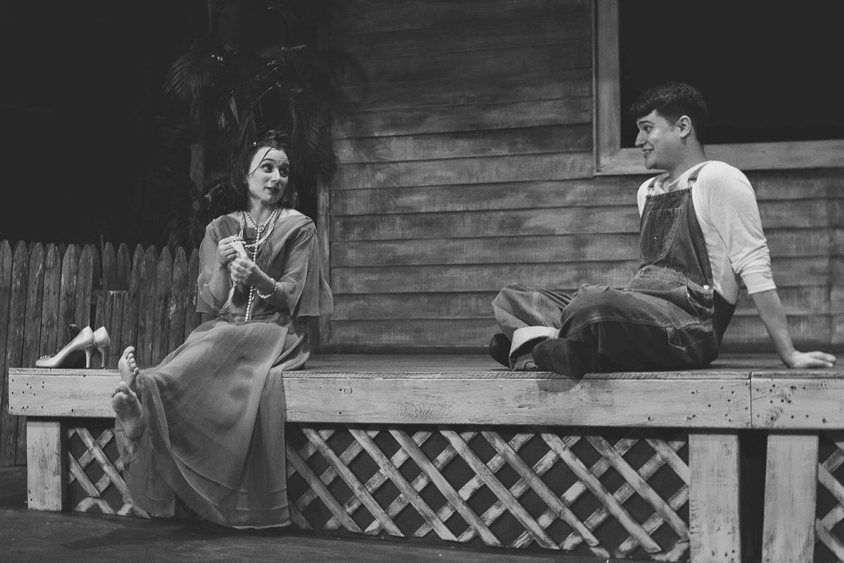 Reesa Nestor as Willie and Joseph Russo as Tom in "This Property is Condemned" as part of THREE BY TENN at the Sherman Playhouse.
